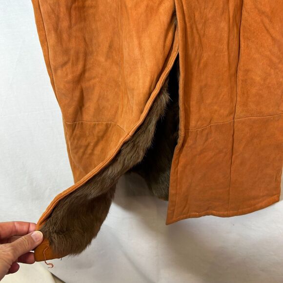 Vintage Original Lapin Italy Orange Suede Rabbit Fur Penny Lane Coat 44/US12 - Picture 8 of 16